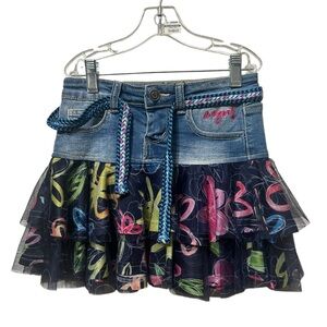 Desigual Denim Skirt with Colorful Accents